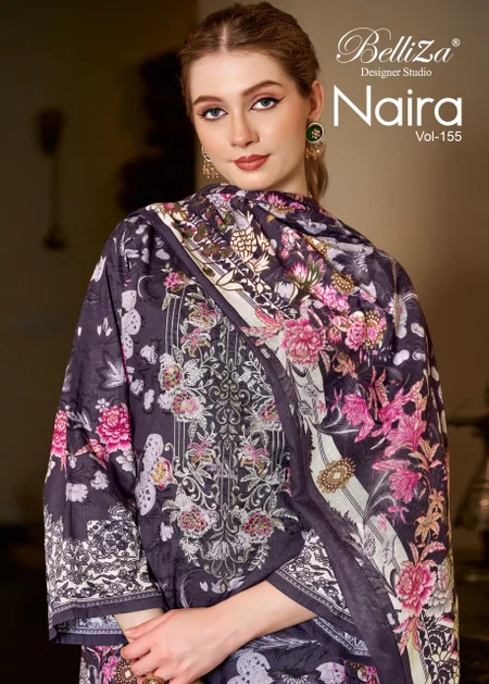 Naira Vol 155 By Belliza Pure Cotton Printed Dress Materials 